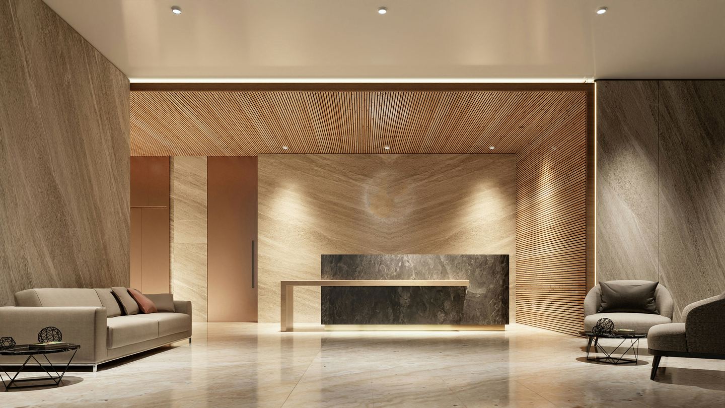 Luxury residential building lobby
