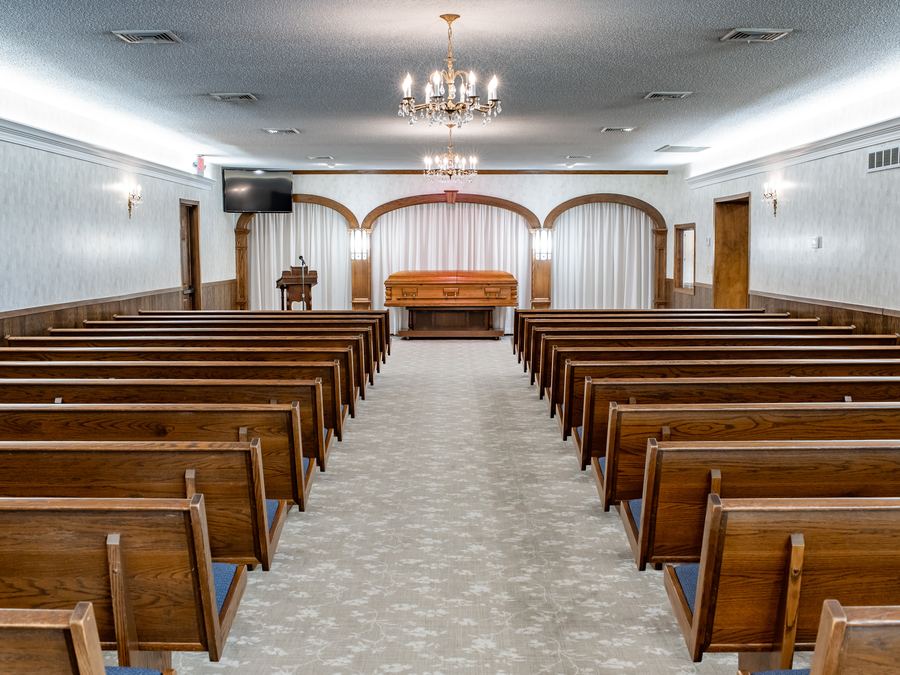 Funeral home chapel interior