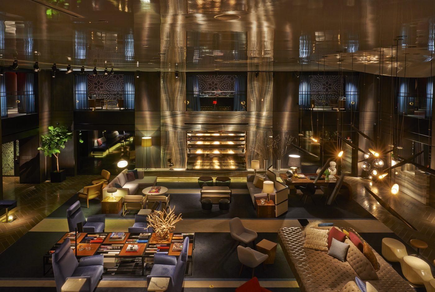 Hotel lobby lounge interior