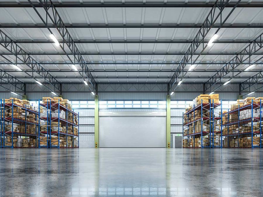 Industrial warehouse aisle